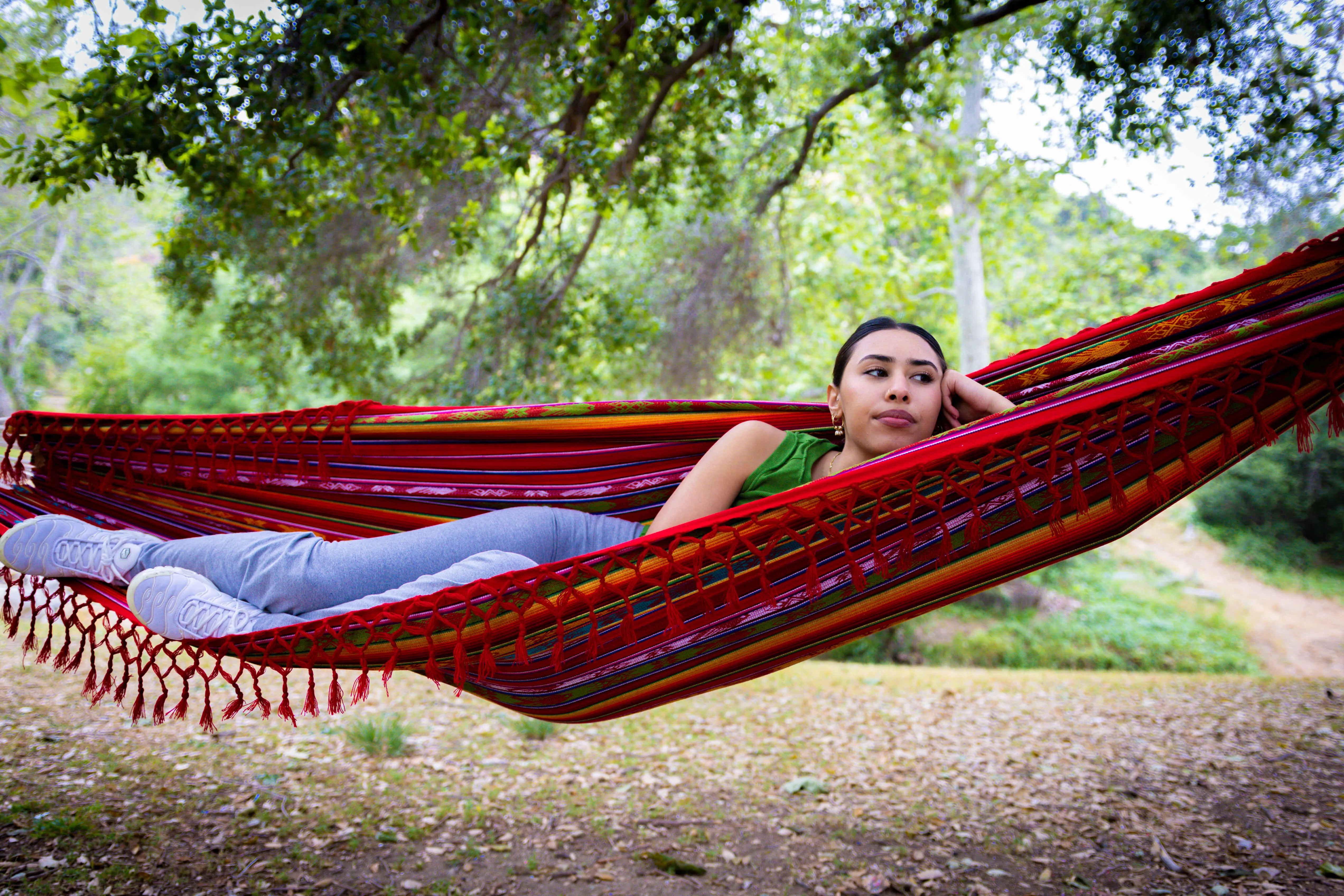 Boho Hammock with Tassel, Handmade, Weather-Resistant, Lightweight | Inti Red